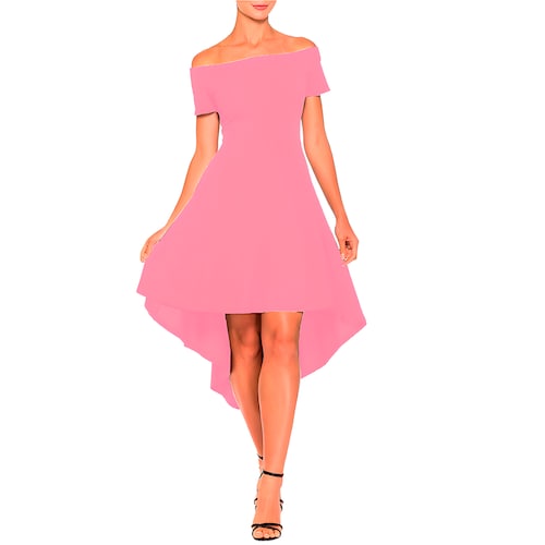 Vestido strapless manga corta  y cola de pato