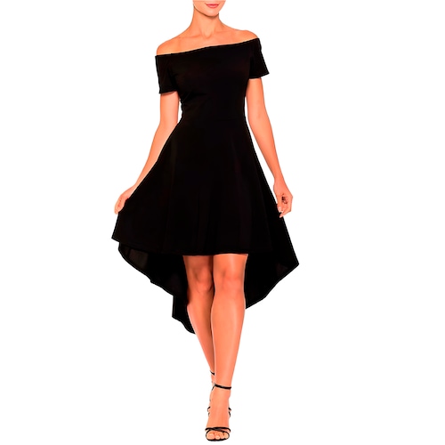 Vestido strapless manga corta  y cola de pato
