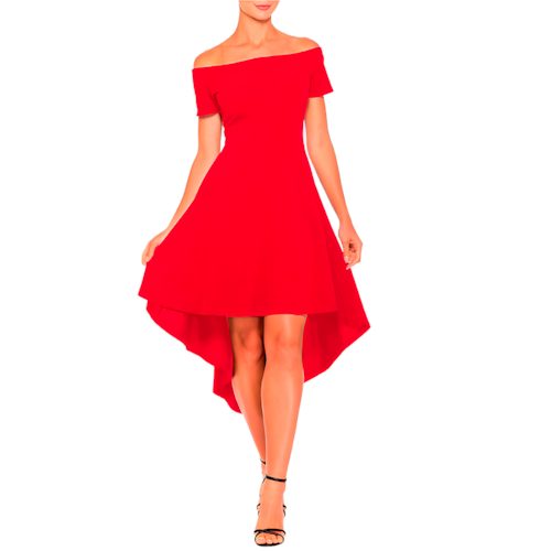 Vestido strapless manga corta  y cola de pato