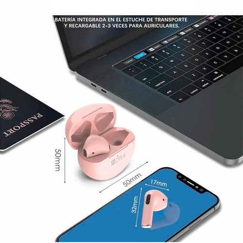 Smartwatch T500+plus Bluetooth Reloj Inteligente Mas Audifonos Inalámbricos In-ear Manos Libres Aut119  Con Bluetooth 5.0 Diseño Ergonómico Color Rosa.