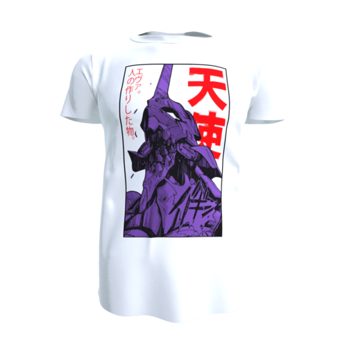 Playera blanca cuello redondo Evangelion 1
