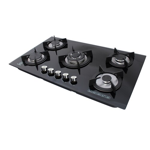 Parrilla de gas empotrable de 5 quemadores SUPRA ONIX parrilla a gas de 90cm con cubierta de cristal templado negro