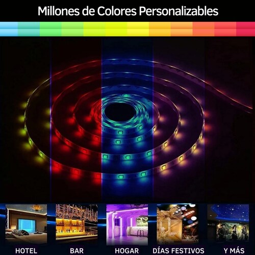 Tira Led Multicolor Wifi 2 Metros Luces Led compatible con App Alexa Google DOSYU