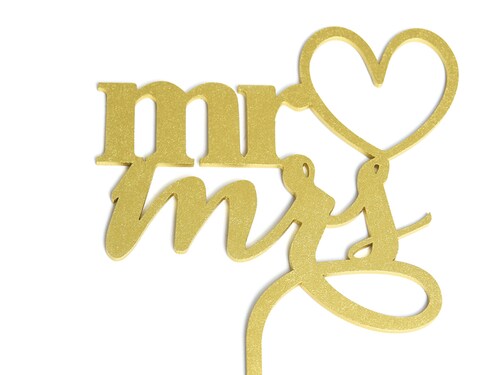 Letrero Pastel Cake Topper Mr And Mrs Gold BdLG-026