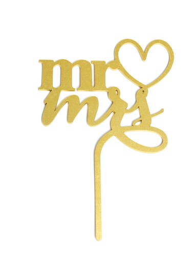 Letrero Pastel Cake Topper Mr And Mrs Gold BdLG-026