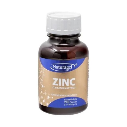 Zinc Con Germen De Trigo 200 Cápsulas De 400mg C/u Naturagel