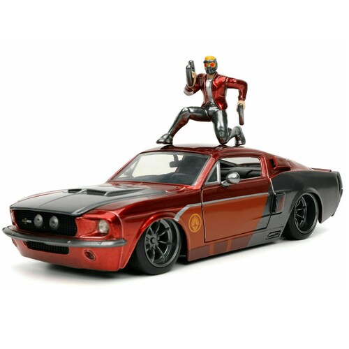 1967 Ford Shelby  Mustang  GT-500 con Figura Star Lord Guardianes De La Galaxia JADA TOYS  Escala  1:24