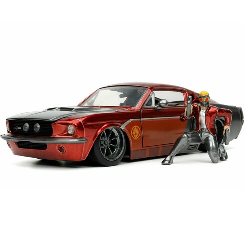 1967 Ford Shelby  Mustang  GT-500 con Figura Star Lord Guardianes De La Galaxia JADA TOYS  Escala  1:24