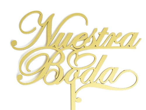 Letrero Pastel Cake Topper Nuestra Boda Gold BdLG-009