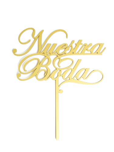 Letrero Pastel Cake Topper Nuestra Boda Gold BdLG-009