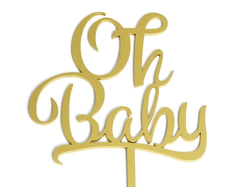 Letrero Pastel Cake Topper Oh Baby Gold BdLG-024