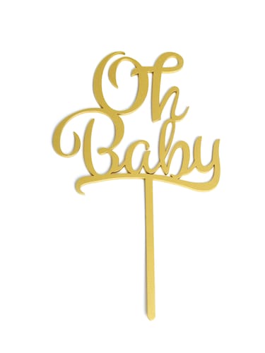 Letrero Pastel Cake Topper Oh Baby Gold BdLG-024