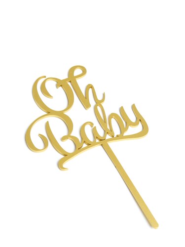Letrero Pastel Cake Topper Oh Baby Gold BdLG-024