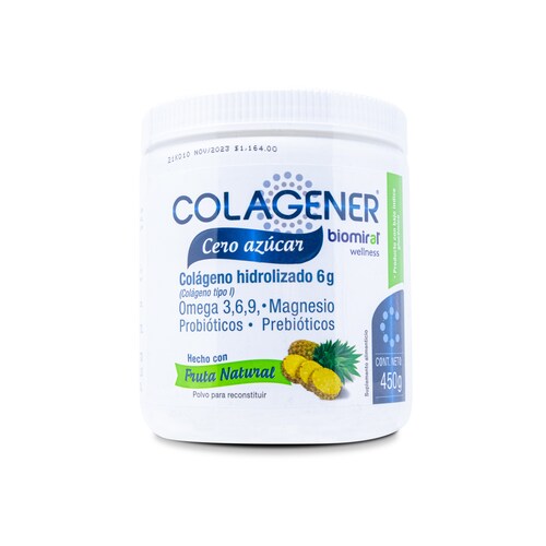 Colagener Polvo Sabor Piña, 450 G, Biomiral 