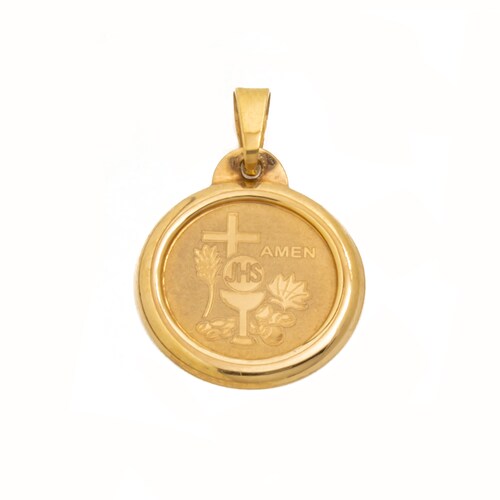 Medalla Primera Comunión Oro 14 Kilates.