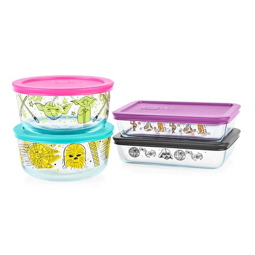 Set de 4 refractarios Star Wars de vidrio con tapa Pyrex
