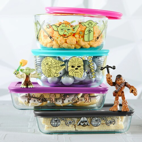 Set de 4 refractarios Star Wars de vidrio con tapa Pyrex