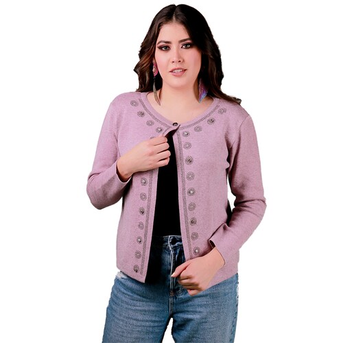 Sueter Manga Larga Boton Cuello Para Mujer 171 - Lila