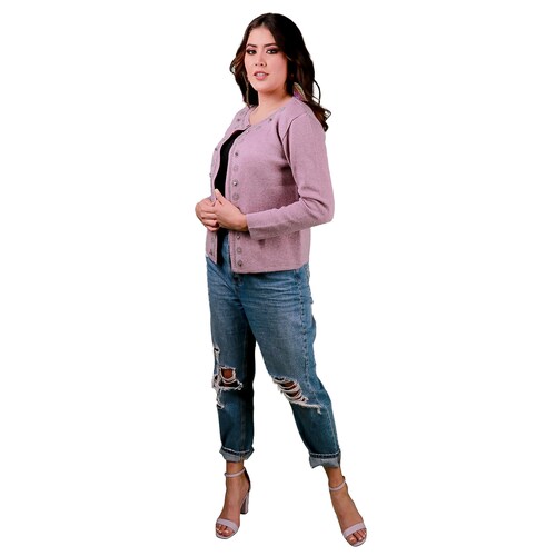 Sueter Manga Larga Boton Cuello Para Mujer 171 - Lila