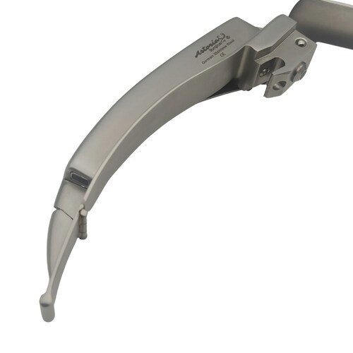 Hoja McCoy Laringoscopio Fibra Optica Integrada Megablade #4 Acero Inoxidable Punta Flexible
