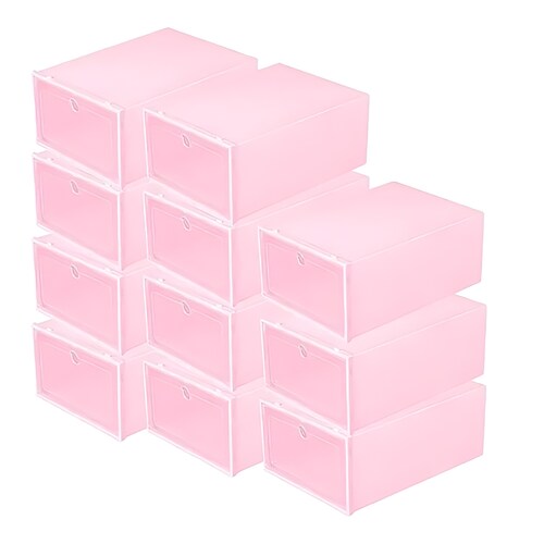 12 Piezas Cajas Organizadoras Apilables Para Zapatos Rosa