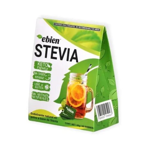 Endulzante Natural En Polvo A Base De Stevia 60 Sobres Ebien