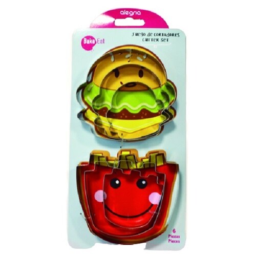Kit Cortadores De Galletas Hamburguesa / Papas 6 Piezas CTR000628