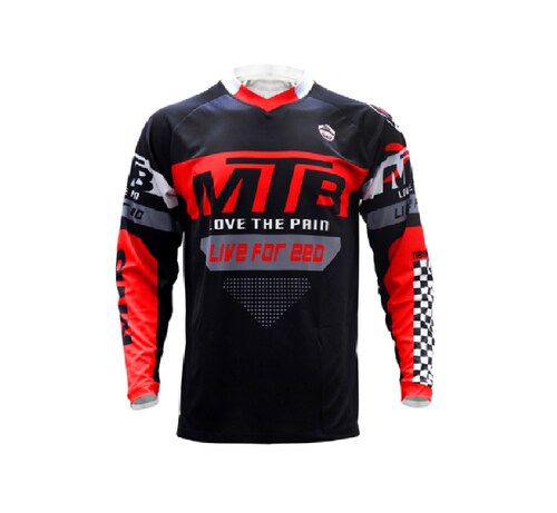 Playera con mangas Motocross Maillot Ciclismo montaña camisetas auto ropa deporte rojo azul