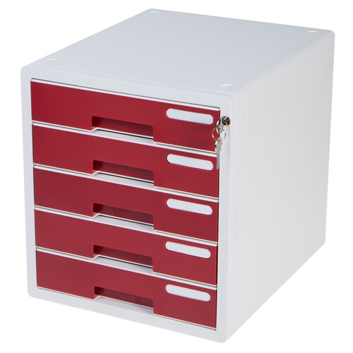 Archivero para Escritorio con Cerradura con 5 Cajones Sysmax Rojo