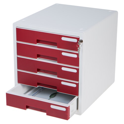 Archivero para Escritorio con Cerradura con 5 Cajones Sysmax Rojo