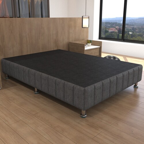 Base Box Queen Size Tapizado Gris con Patas