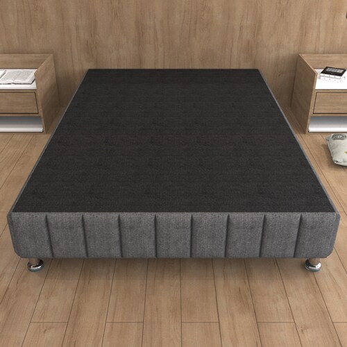 Base Box Queen Size Tapizado Gris con Patas