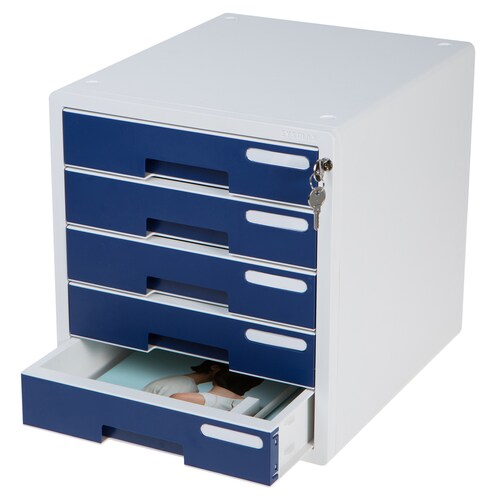 Archivero para Escritorio con Cerradura con 5 Cajones Sysmax Azul
