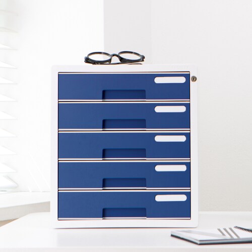 Archivero para Escritorio con Cerradura con 5 Cajones Sysmax Azul