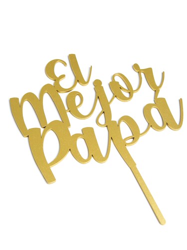 Letrero Pastel Cake Topper El Mejor Papá Gold BdLG-028