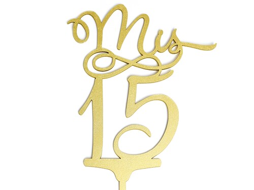 Letrero Pastel Cake Topper 15 Años Gold BdLG-008