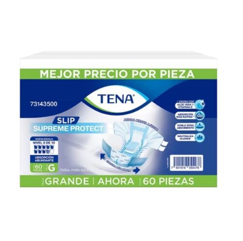 Pañales Tena Slip Supreme 671914 60 Pzas Grande 