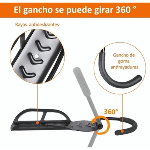 Gancho De Soporte De Pared Para Bicicleta, Negro, 2 Piezas.