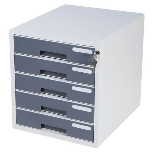 Archivero para Escritorio con Cerradura con 5 Cajones Sysmax Gris 