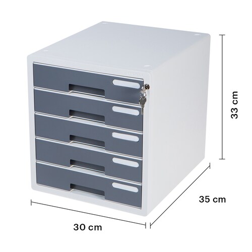 Archivero para Escritorio con Cerradura con 5 Cajones Sysmax Gris 