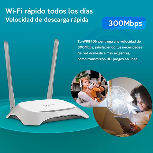 Router Tp-link Inalámbrico Para un WIFI rápido y Confiable N300 Tl-wr840n Antena Externa