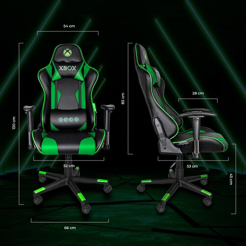 Silla Gamer Xbox Essential Ergonómica de Negro/Verde  Confeccionada en koskin 