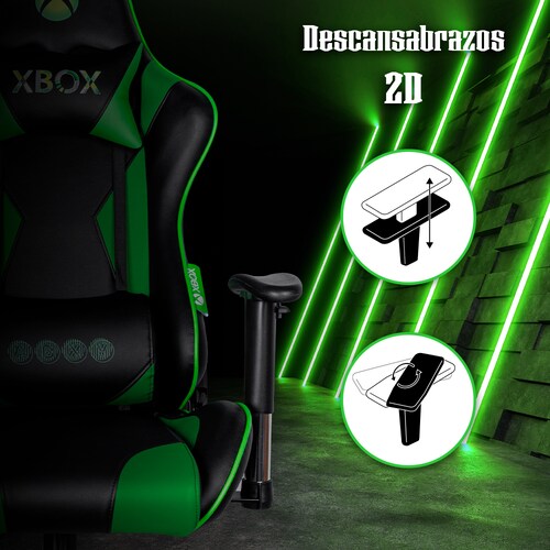 Silla Gamer Xbox Essential Ergonómica de Negro/Verde  Confeccionada en koskin 