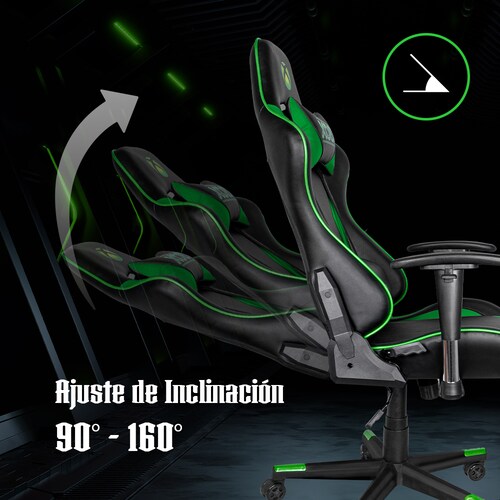 Silla Gamer Xbox Essential Ergonómica de Negro/Verde  Confeccionada en koskin 