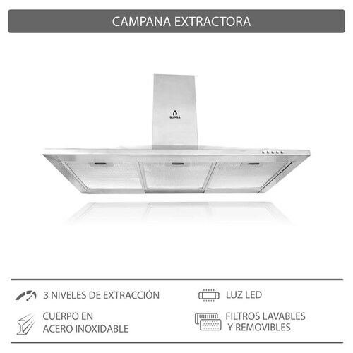 COMBO con campana de pared 90cm, parrilla eléctrica y parrilla de gas SUPRA DODICI de acero inoxidable