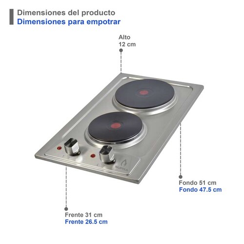 COMBO con campana de pared 90cm, parrilla eléctrica y parrilla de gas SUPRA DODICI de acero inoxidable