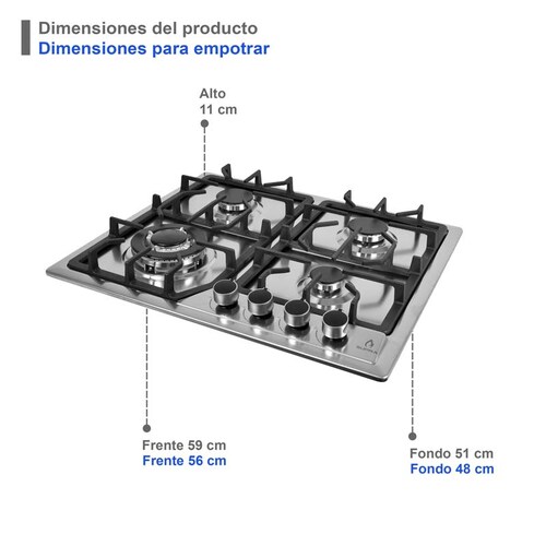 COMBO con campana de pared 90cm, parrilla eléctrica y parrilla de gas SUPRA DODICI de acero inoxidable