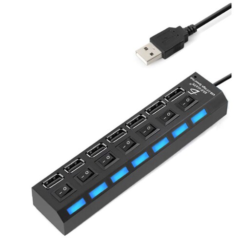 Hub Usb 2.0 7 Puertos Con Switchs Pc Laptop Windows Computadoras