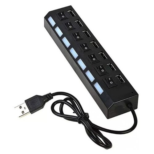 Hub Usb 2.0 7 Puertos Con Switchs Pc Laptop Windows Computadoras