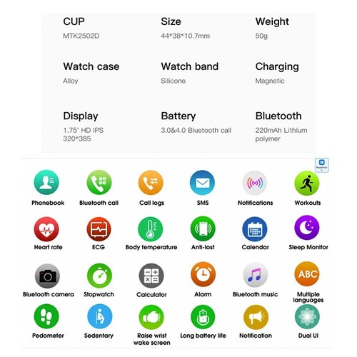 Smartwatch W26 Plus 44 mm con IP68 Negro